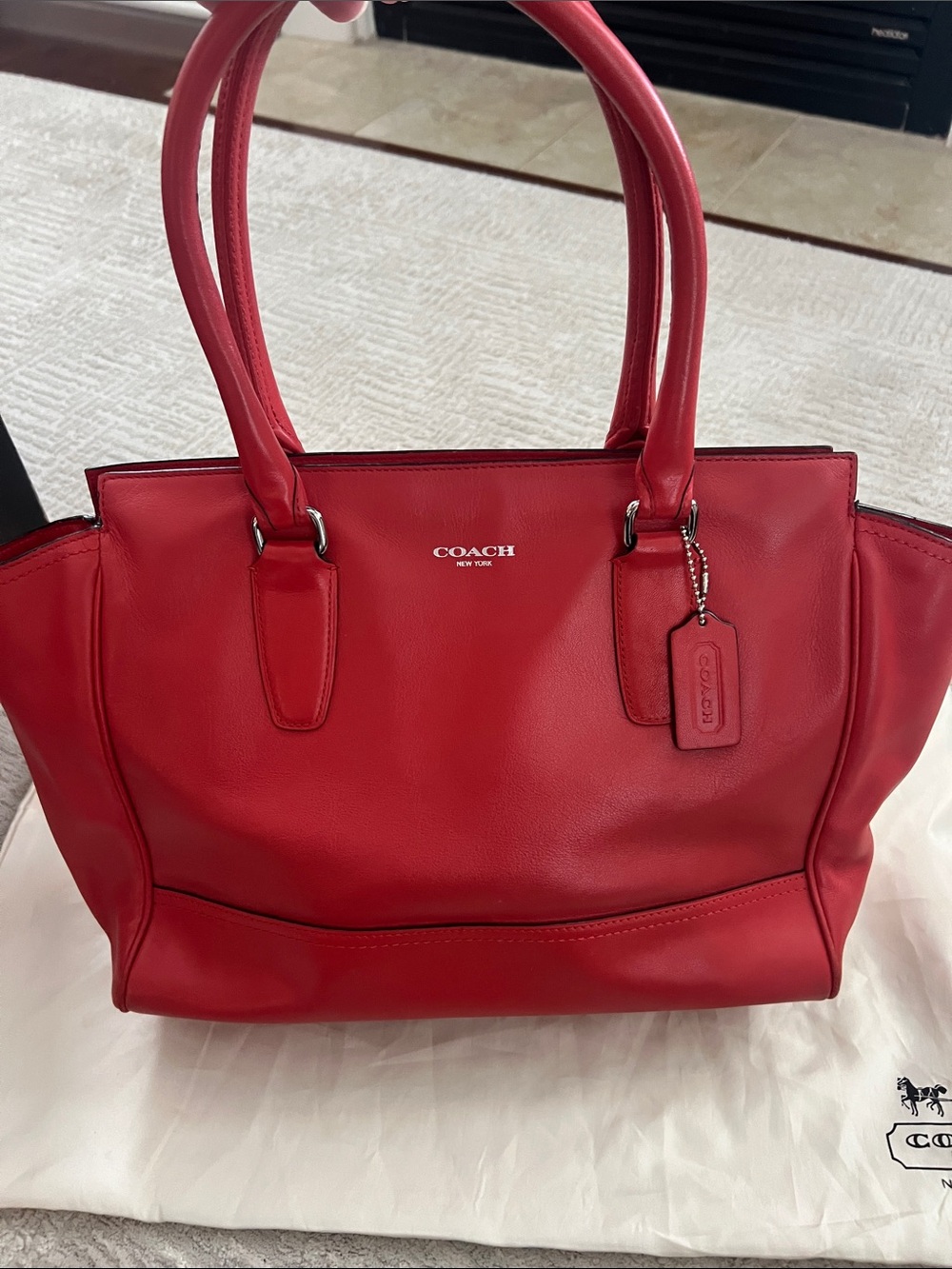 Coach orange/red Leather Tote